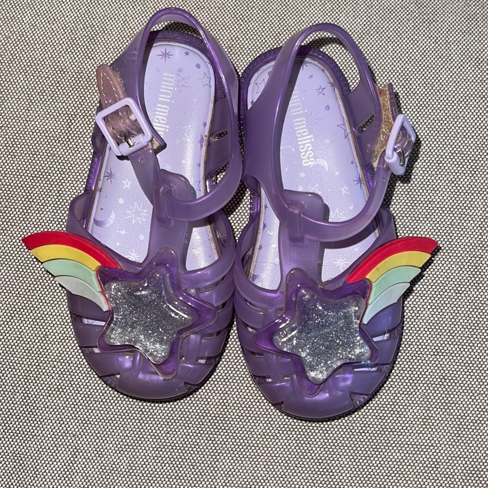 Mini Melissa Jelly’s. Box and dust cover bag EUC